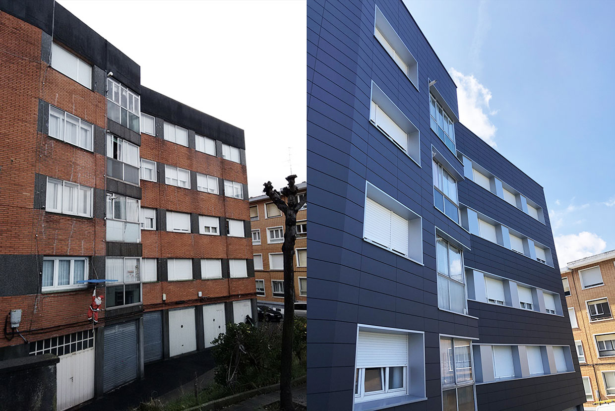 Antes y después de edificio AKILINO ARRIOLA 59