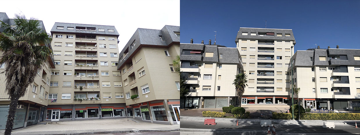 Antes y después de edificio 