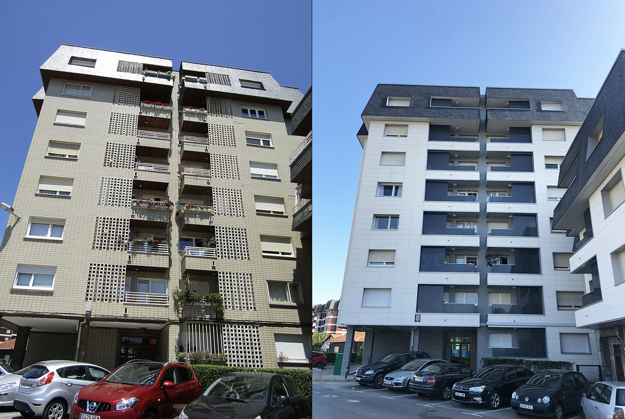 Antes y después de edifico en Areneazpi 67