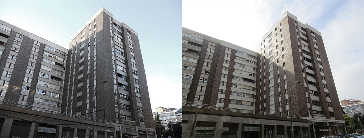 Antes y después de edificio en Blas de Otero