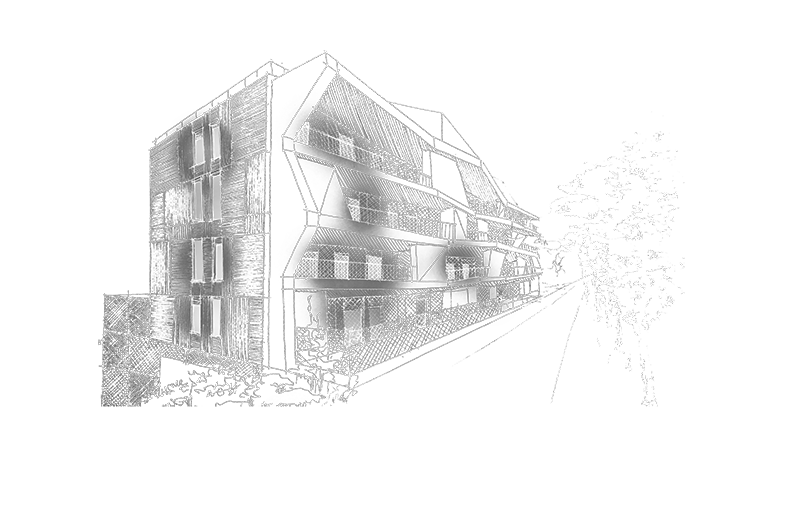 Dibujo a mano alzada de vivienda-colectiva-kareabi